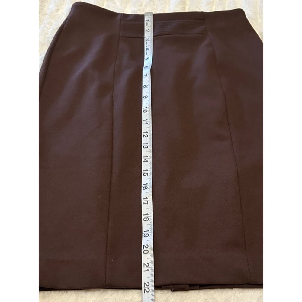 Premise Petite Brand Brown Pencil Skirt Polyester Rayon Blend Women's Size 8P - Picture 7 of 15